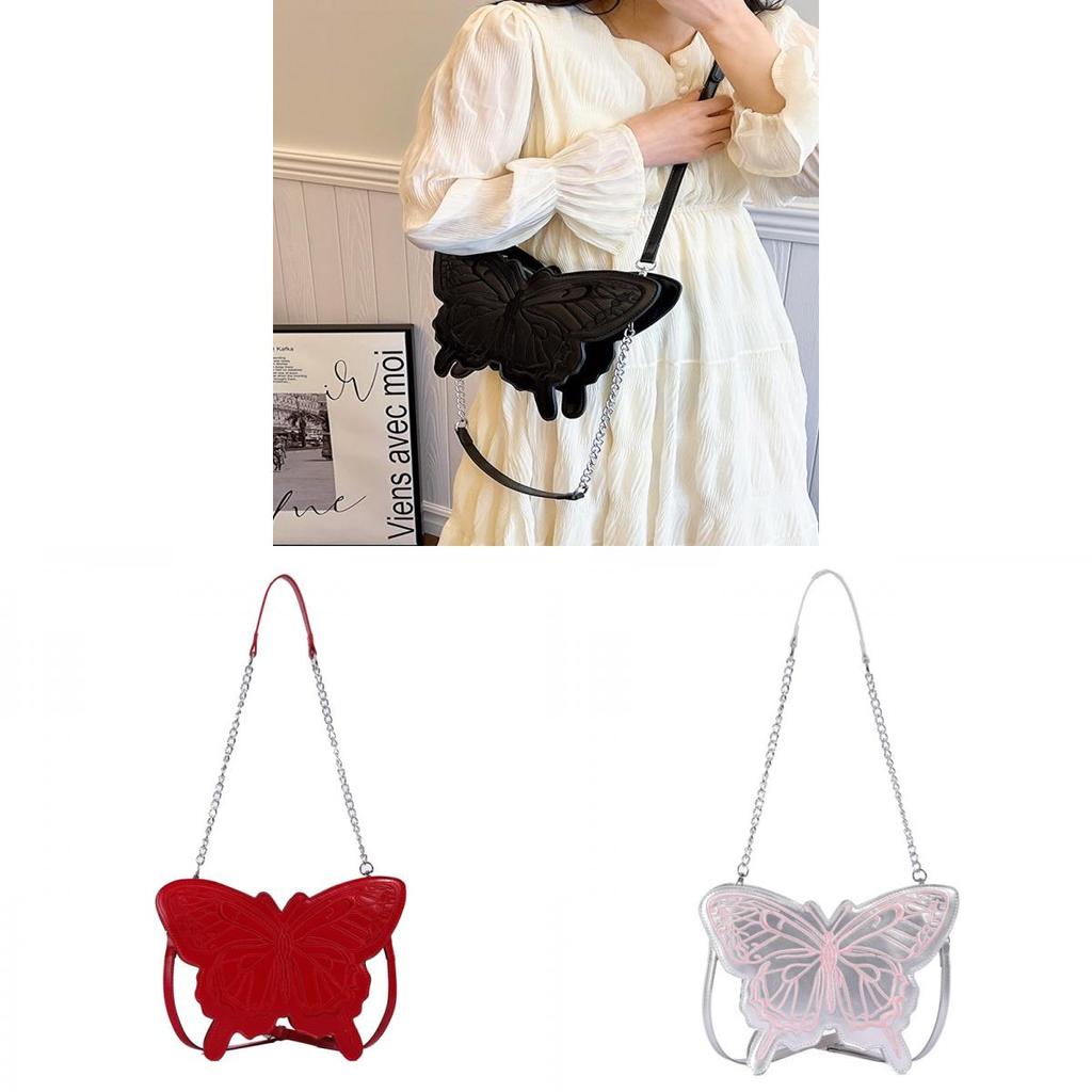 Borsa Ricamata a Farfalla per Donna in Materiale PU con Chiusura a Zip per Uso Quotidiano