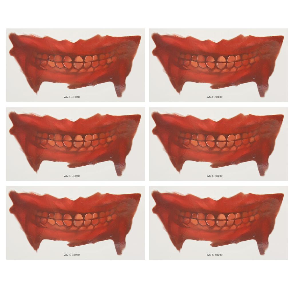 Halloween Mund Tattoo Aufkleber Horror Streich Make-up Temporäres Tattoo Papier DIY Dekoration für Christ