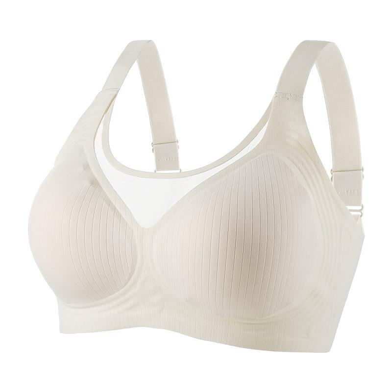 

Breathable Plus Size Seamless Bandeau Bra - Jelly Strip Minimizing Support for Large Busts L грязно-белый