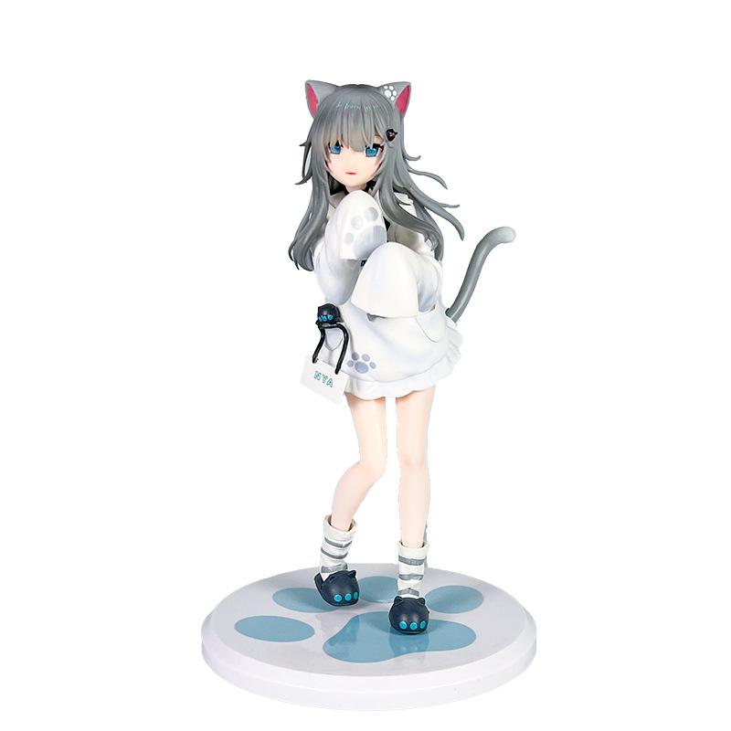 New product - Standing beauty girl Gan Cheng Cat Girl figure - 2D anime cat-ear girl decorative item - Opened box gift