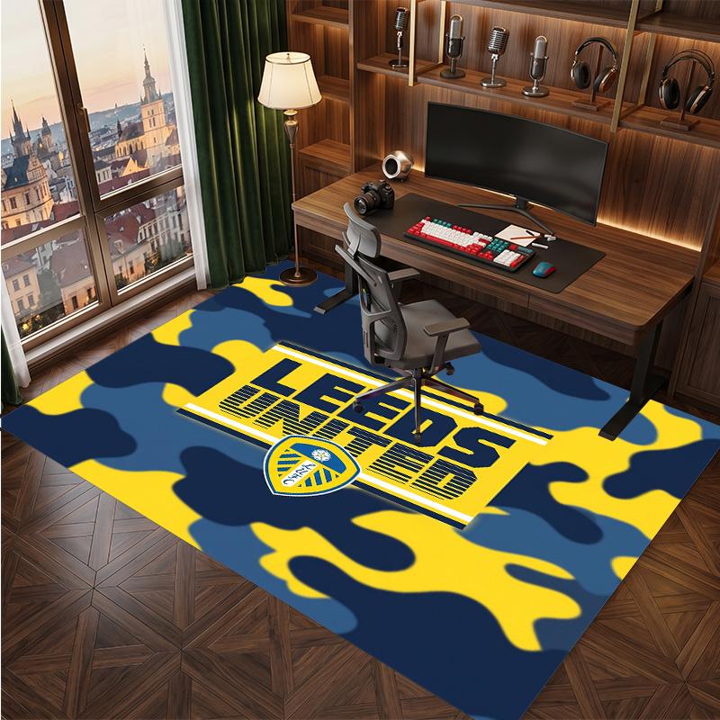 Leeds United Voetbal Print Kristalfluweel Tapijt, Comfortabel Waterabsorberend Antislip Binnen Vloerkleed