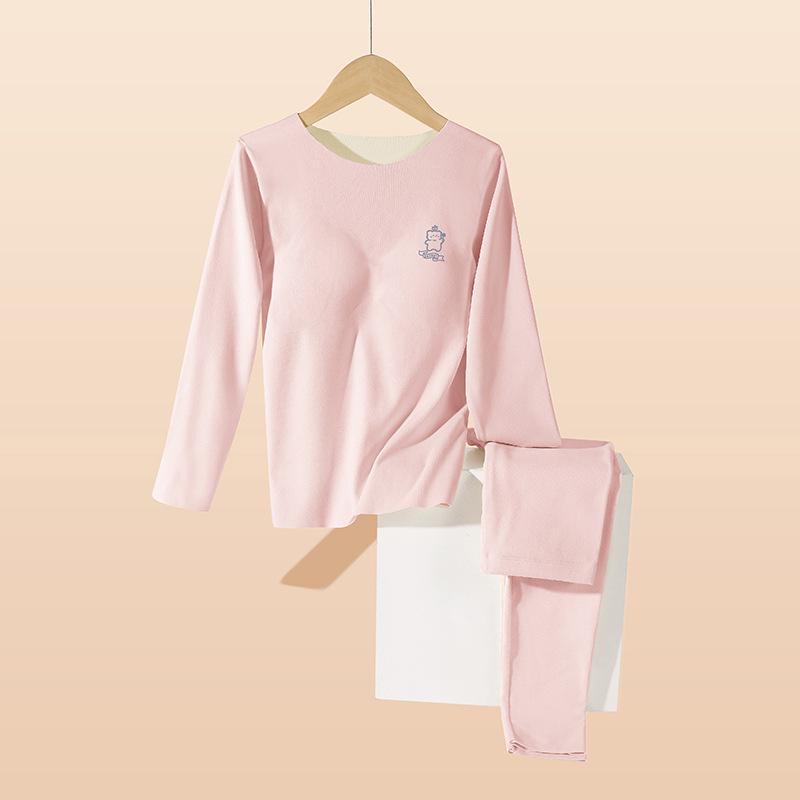 

Немецкое бархатное бесшовное термобелье для девочек с нагрудными вкладышами, шелк тутового дерева для ухода за кожей - осенний костюм 160 розовый