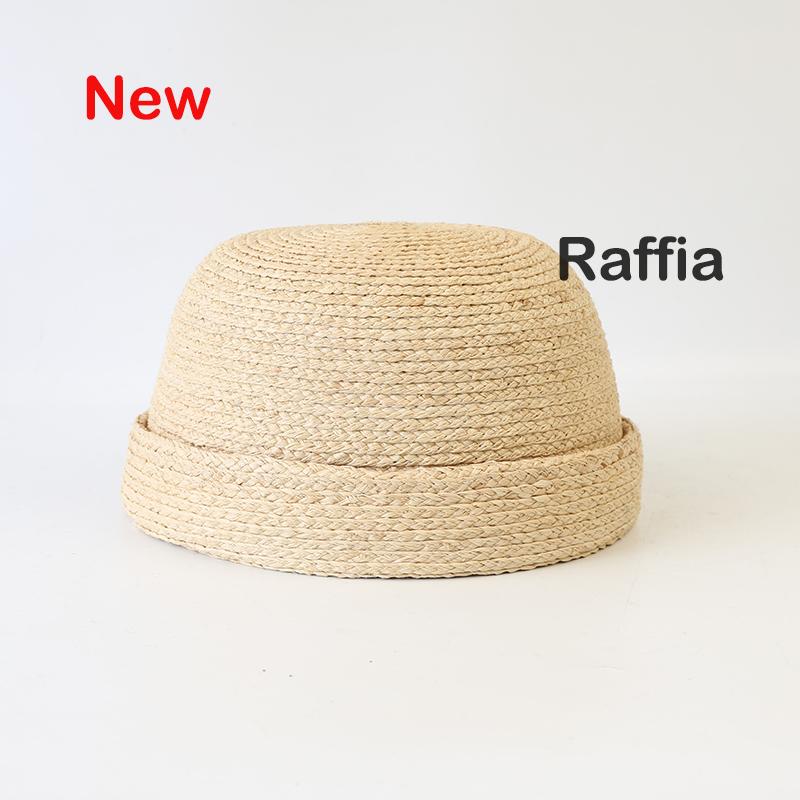 

100% Natural Round Straw Hat for Men Women Japanese Summer Raffia Sailor Hat Beach Beret Sun Weeding Pillbox Hat 55-57.5cm
