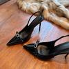 High-heeled sandals women's new spring and autumn thin heels pointed bows rhinestone feeling single shoes with skirts women's shoes