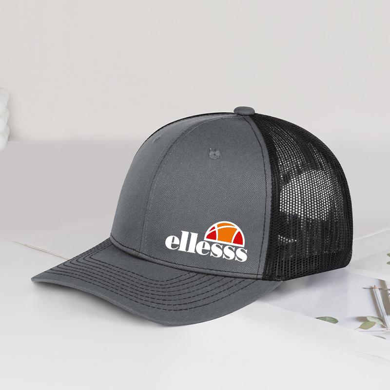 Breathable Mesh Trucker Hat with Ellessss Print, Adjustable Snapback Baseball Cap, Sun Protection for Hiking & Outdoor Sports