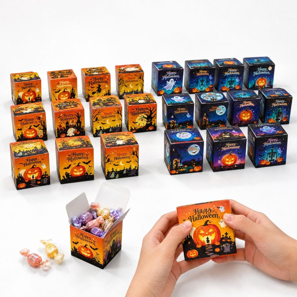 Halloween Party Supplies 12 Pack, Candy Boxes and Decorative Snack Bags for Party Favors and Scene Setting