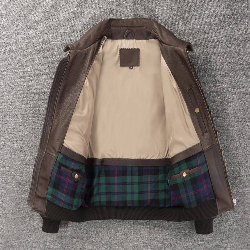 Flight Suit A2 Soft Genuine Cow Men Leather Jacket Brown Aviator Bomber Jackets Man Coat Spring Autumn