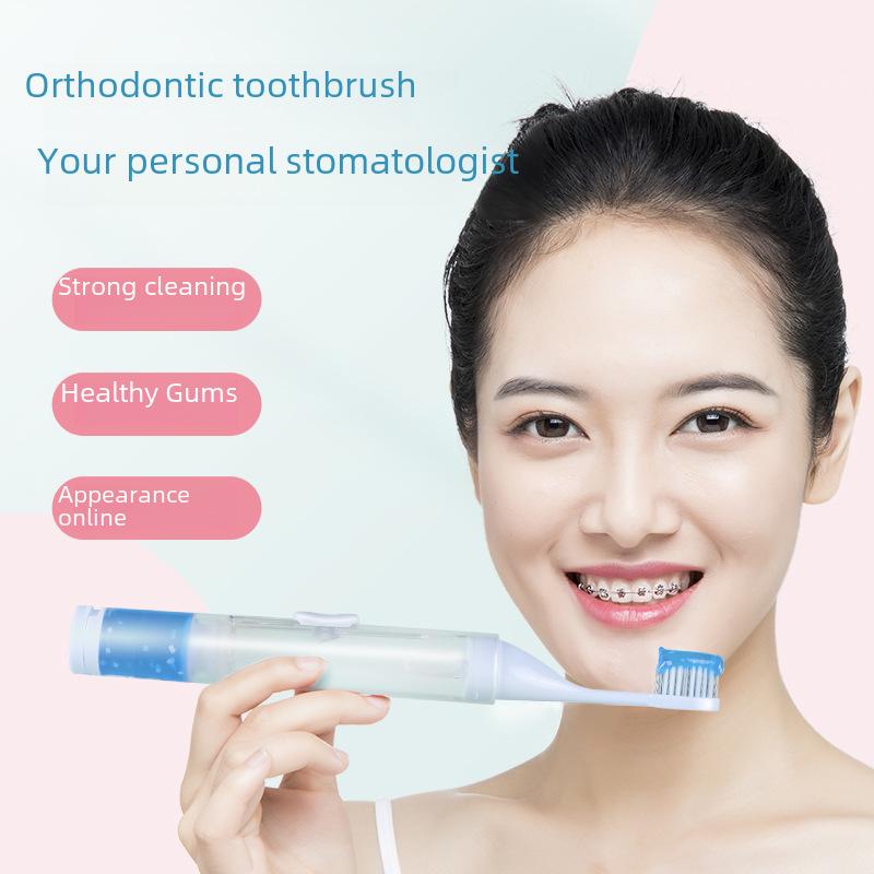 ETravel 2-in-1 Portable Folding Toothbrush & Toothpaste for Orthodontic Care