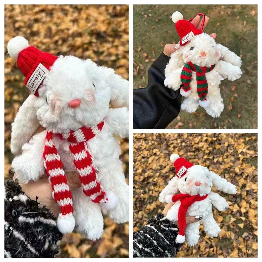 Cartoon Cartoon Plush Keychain Soft Plush Doll Key Ring Cute Christmas Rabbit Pendant  Girls