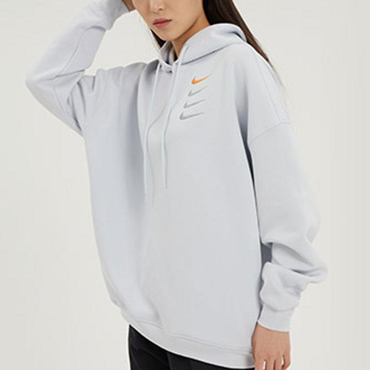 Nike Colorful Embroidered Multi-Swoosh Knit Hoodie Women Hoodies White DO9248-043