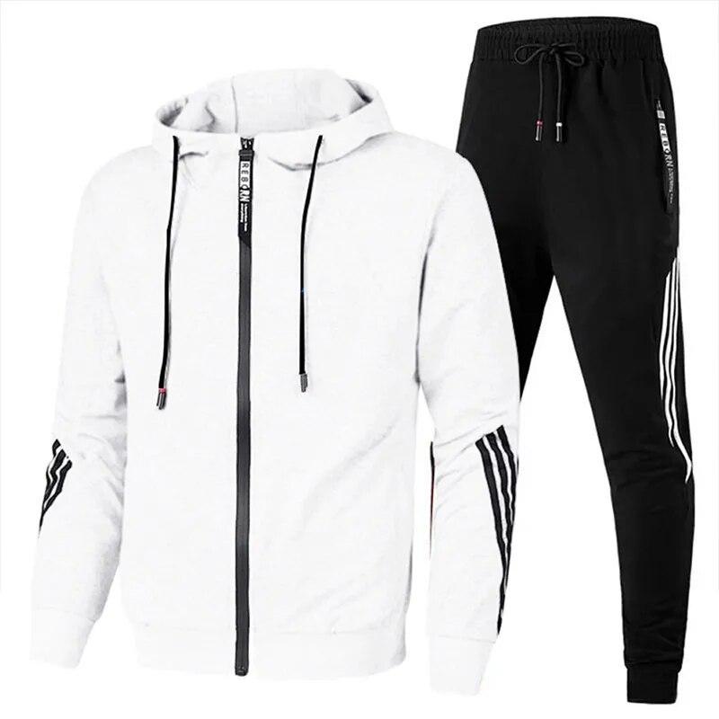Męski zimowy codzienny dres codzienny Jednokolorowe bluzy z kapturem i spodnie dresowe ze sznurkiem Luźny krój rekreacyjnej odzieży sportowej