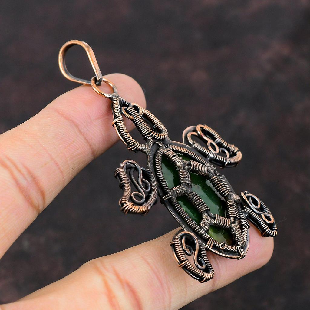 Boulder Chrysoprase Pendant Copper Wire Wrapped Pendant Handmade Jewelry Tortoise Gemstone Pendant Copper Jewelry Women Pendant Gift For Mom
