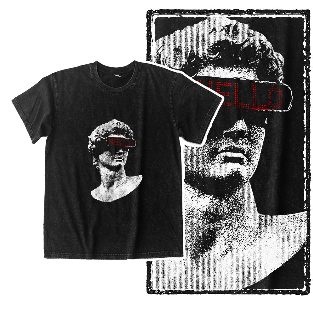Michelangelo David Graphic T Shirt Men Vintage Washed Tee 100% Cotton Classical Art Streetwear Shirt