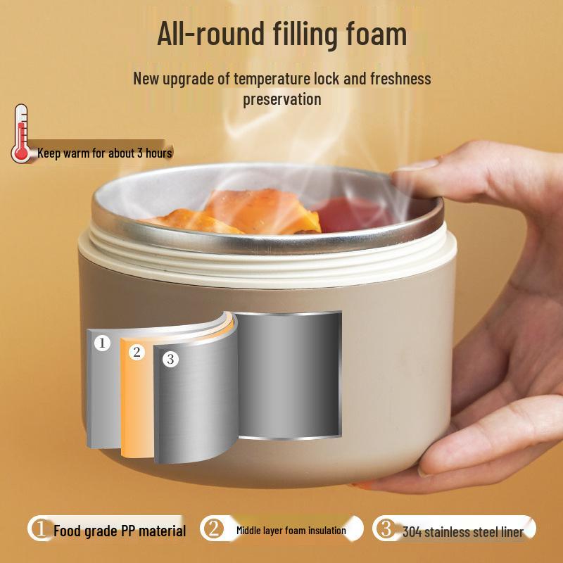 304 Stainless Steel Multi-layer Insulated Bento Box for Home or Office - Portable Single-Person Lunch Container