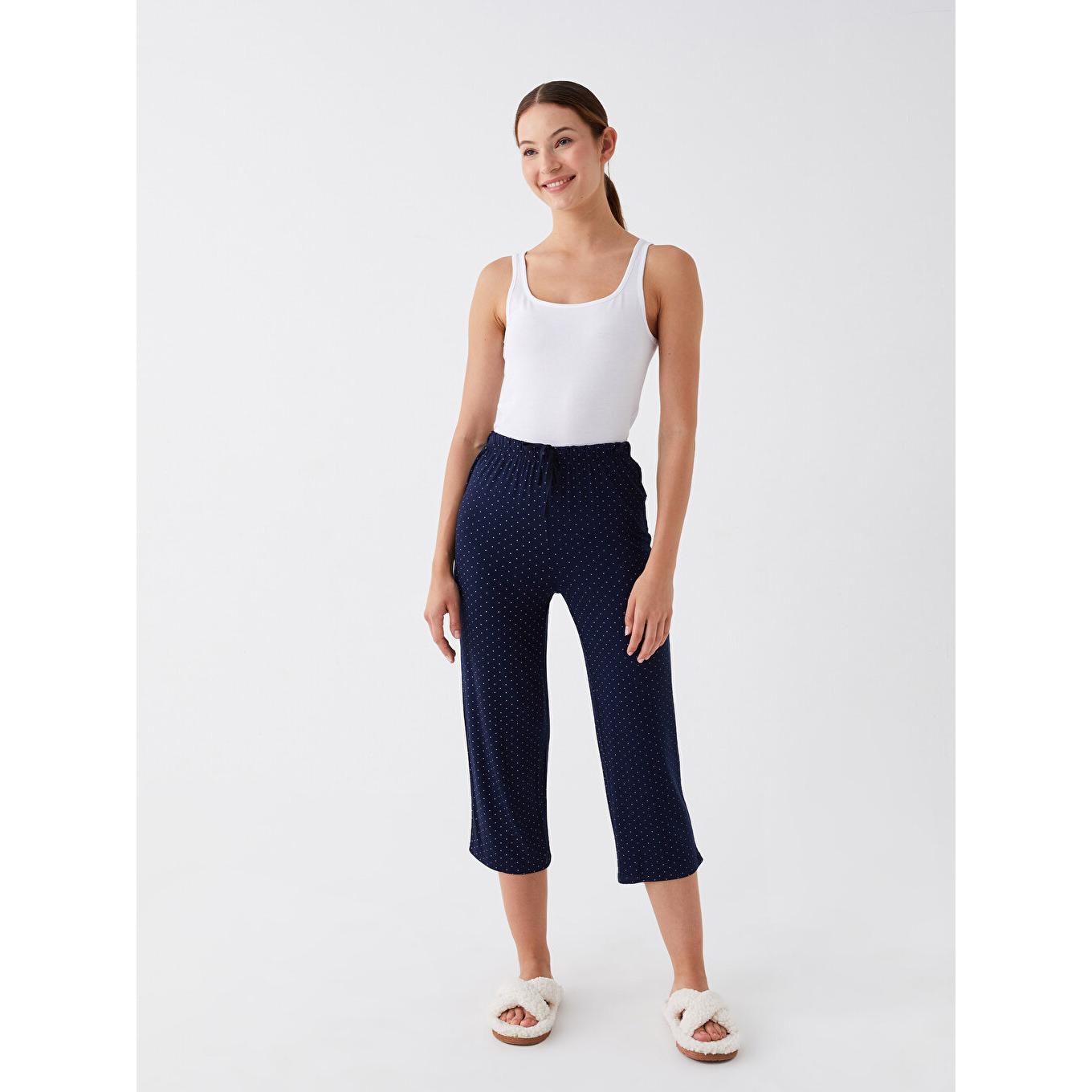 

Женские пижамные капри с рисунком и эластичным поясом ТЕМНО-СИНИЕ