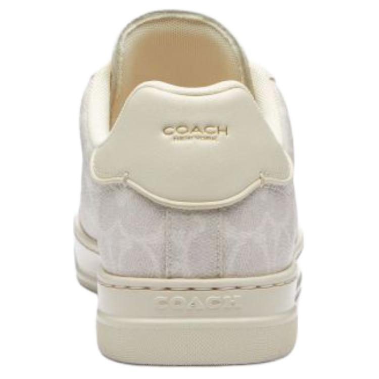 Coach High Line Synthetic Leather Printed Round Toe Lace-Up Low-Top Sneakers Women Sneakers Gray White CCN67-OFW