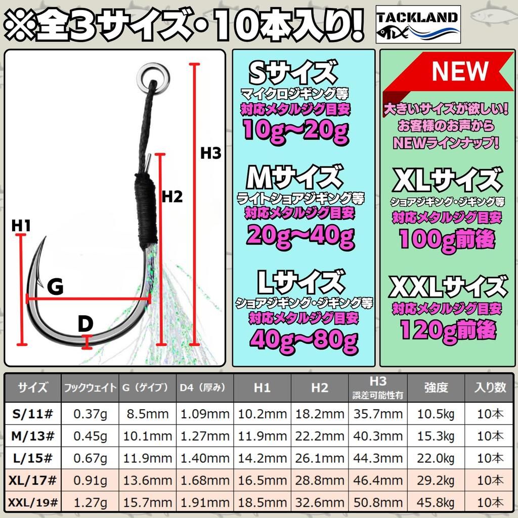 [TACKLAND] Assist hook single, high cost performance, 10 pieces S