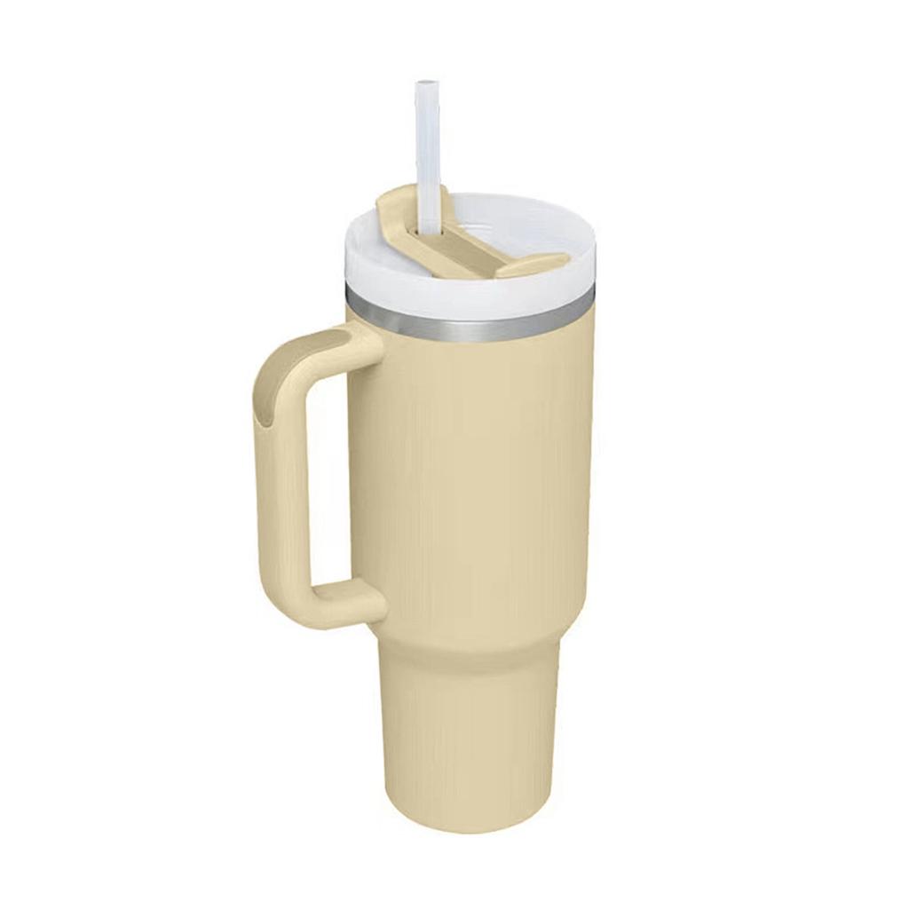 1200ml Food Grade Iced Coffee Cup with Handle Fashion Stainless Steel Insulated Straw Car Water Mug