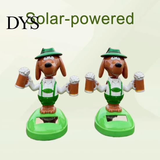Durable Car Dashboard Toy Solar Powered Wobbling Dog Ornament Cute Beer Shaking for Pet Swing Figure Eco-Friendly Vibrating Driving Fatigue Relief