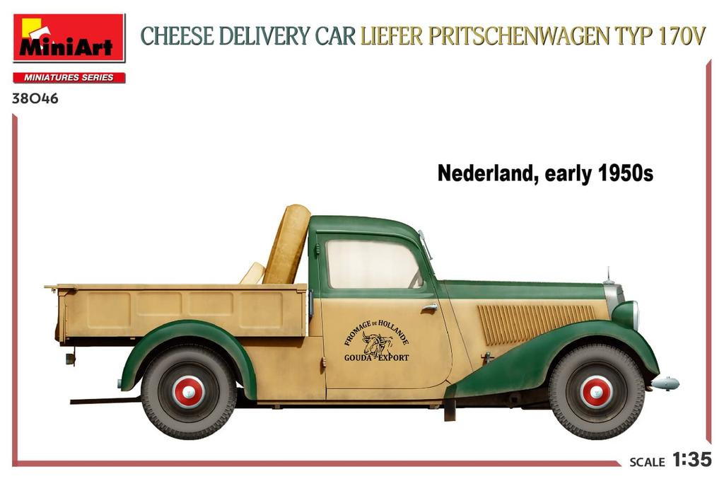 MiniArt Scale Cheese Delivery Car Reefer Preischenwagen Type 170V Plastic Model Kit MA38046 1/35