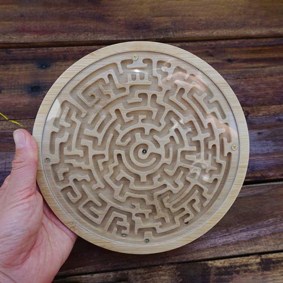 Wooden Labyrinth Board Game Toddlers Activity Board Brain Teaser Puzzle Logic Game Kids Teens Adults Round Marble Maze Board Educational Toy