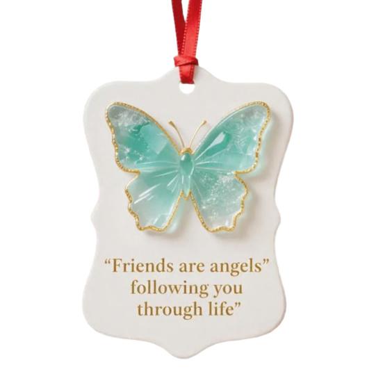 

Friendship Butterfly Christmas Ornament Friends Are Angels Hanging Pendant Friendship Keepsake Christmas Tree Decoration Gift for Women Friends
