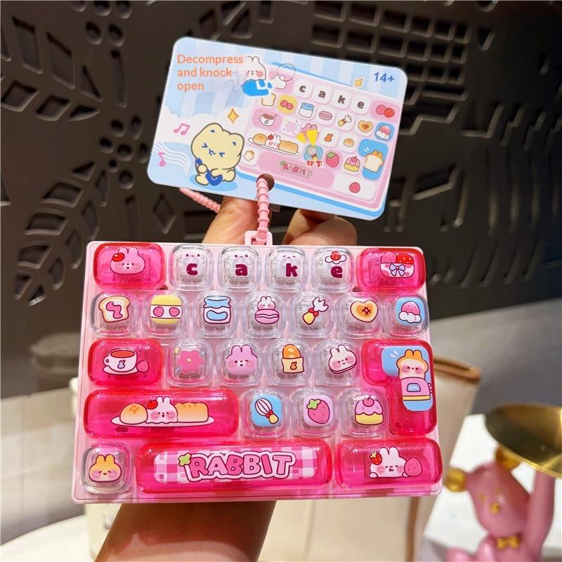 Cute Keyboard Clicker Keychain 26 Key Decompression Button Toy Model Children'S Bag Hanging Ornaments Pendant Decorations