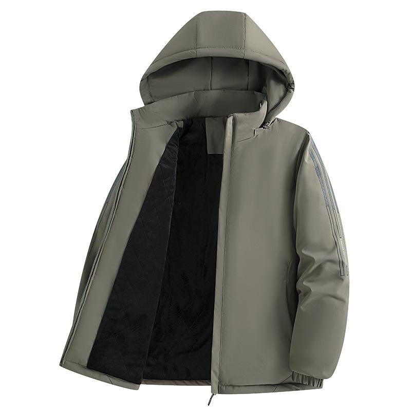 Plus Size Clothes Winter Plush Thick Coat Men's Warm Cotton Jacket, Middle-aged and Elderly Casual Loose Outdoor Jacket