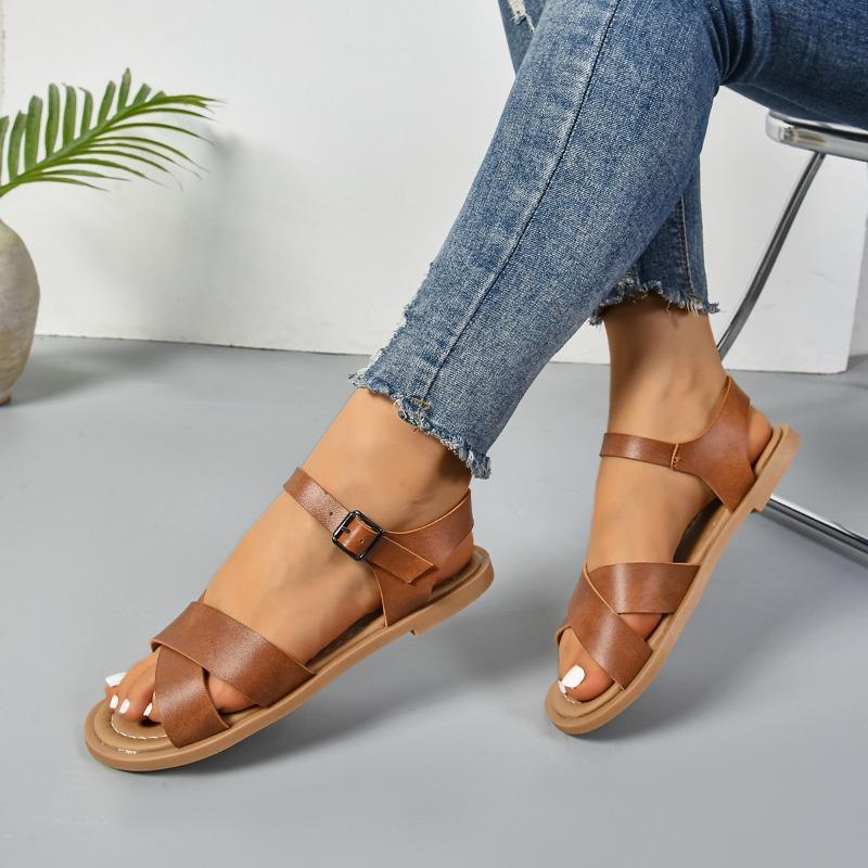 Large Size Flat Sandals Women's Summer New Round Toe