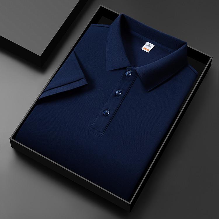 Men's 2025 Summer Ice Silk Polo Shirt – High-End, Multi-Color, Cool Feel, Solid Short Sleeve Design