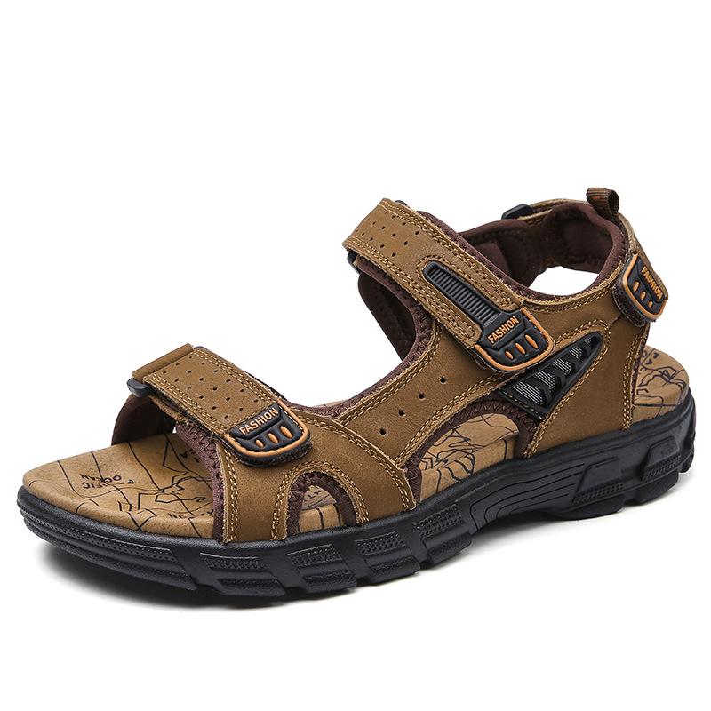 Echtleder Herren Sandalen Sommer Neu Große Größe Herren Sandalen Outdoor Herren Freizeitschuhe Sandalen Hausschuhe Große Größe 38-46 39 dunkelbraune