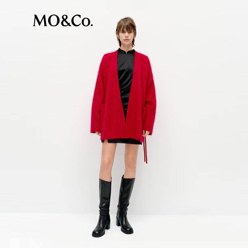 

MO&Co. Кардиган с V-образным вырезом из мохера с застежками-лягушками и поясом M