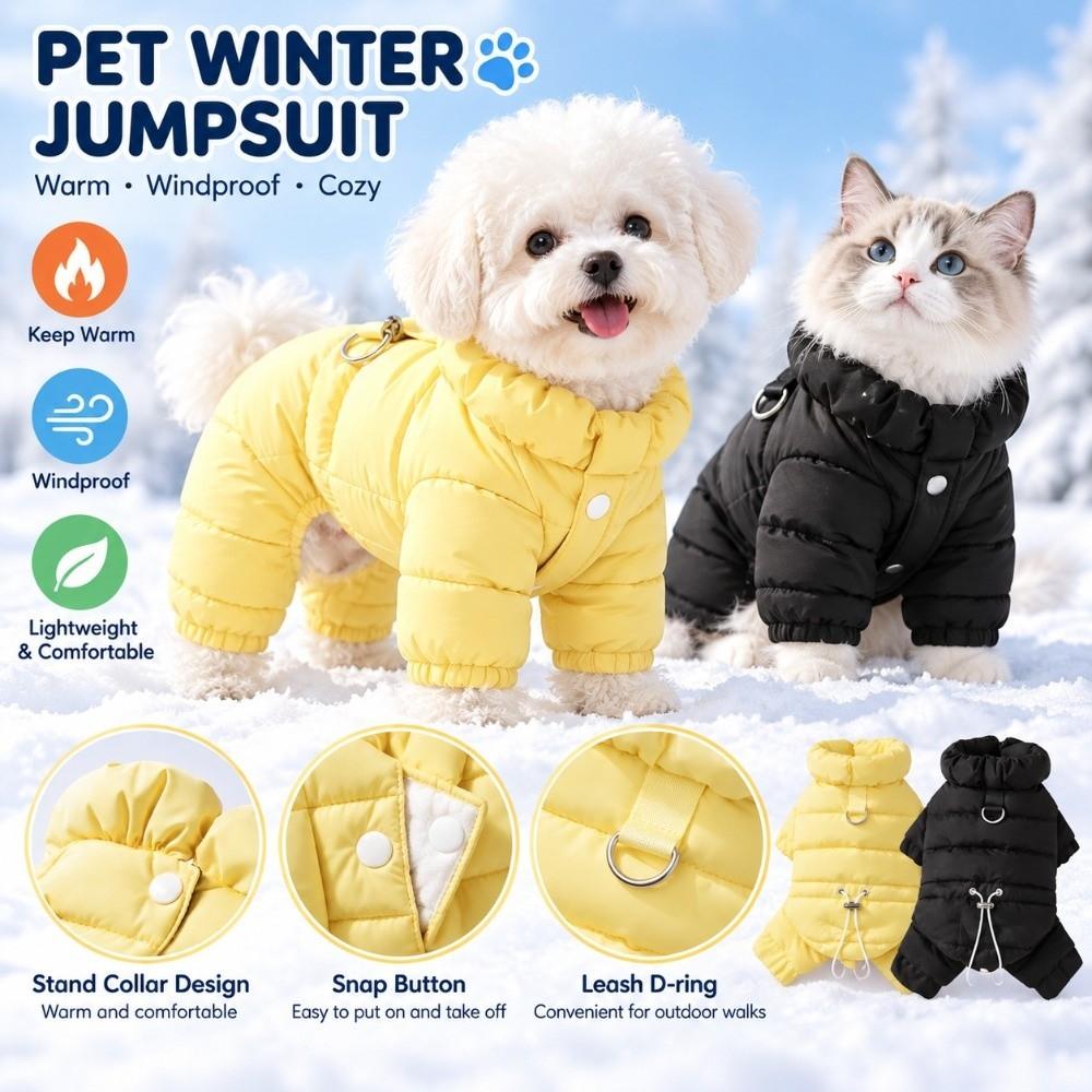 Waterproof Fabric Dog Jumpsuit Padded Cotton Puppy Down Jacket Dog Clothes For Small Medium Dogs