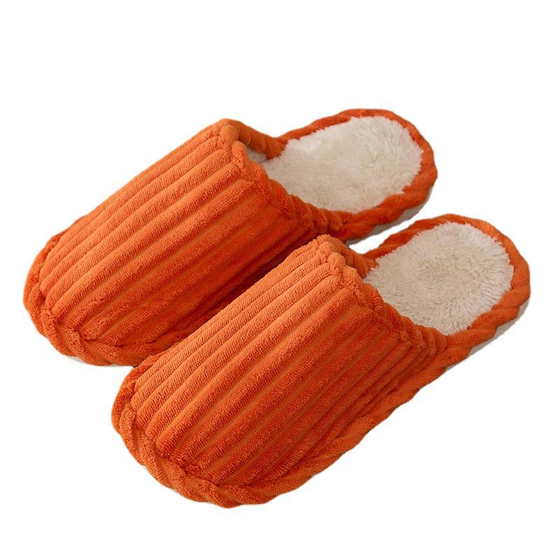 Warm Striped Non-Slip Fluffy Cotton Slippers for Men & Women