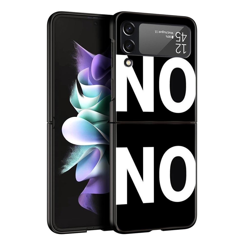 

Phone Case for Samsung Galaxy Z Flip 3 4 5 6 7 Folding Black Shell For Samsung Z Flip4 Flip5 PC Hard Cover NO And YES Art Galaxy Z Flip3 5G