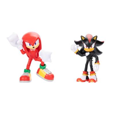 Sonic the Hedgehog Figura de Ação de 4 polegadas Pacote com 2 Knuckles & Shadow
