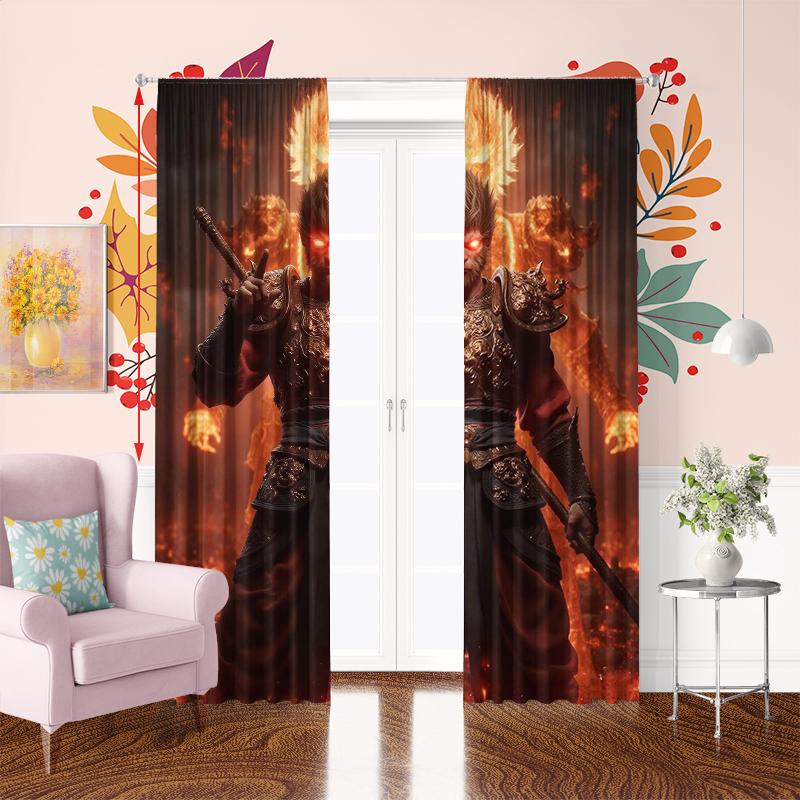 2 pieces - Monkey - Printed curtain 100% polyester material, suitable for home decoration (excluding light pole)