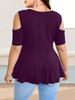 V-Neck Off-Shoulder Strap Short-Sleeve Plain Women's T-Shirt Top