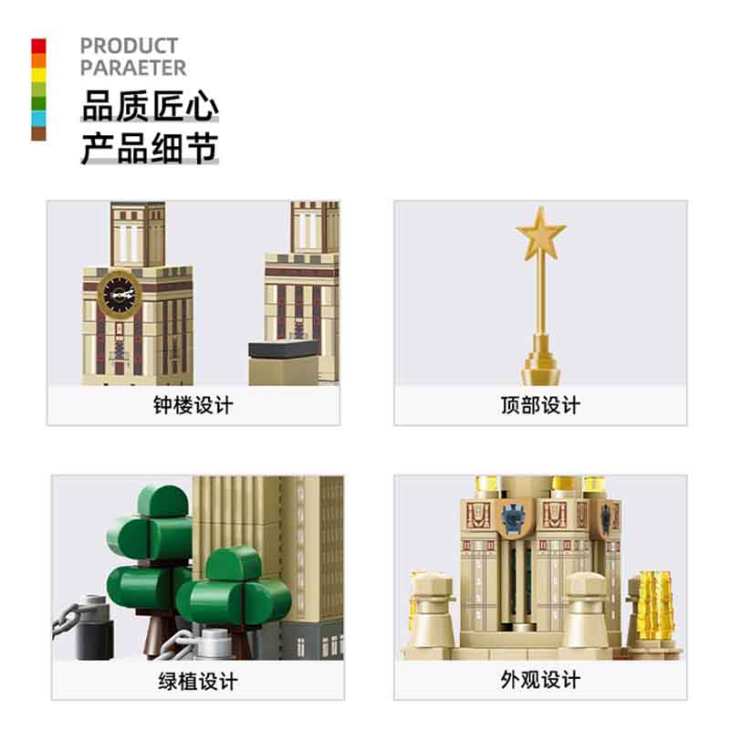 Moc Creative City Street View Architecture Moscow State University Model Diy Building Blocks Children'S Puzzle Toys Gifts