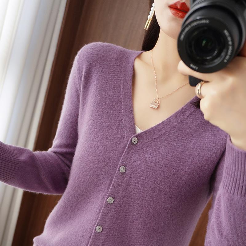 New Spring/Summer V-Neck Loose Plus Size Thin Knit Long Sleeve Cardigan Sweater Set