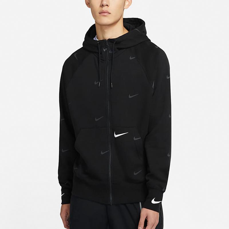 Nike Solid Casual Hooded Logo Jacket Men Outerwear Black DA0083-010