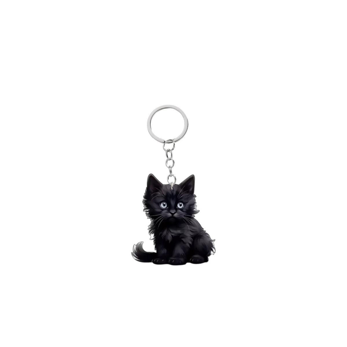 Cute cat keychain, acrylic circular ring accessories, 2D flat double-sided printed pendant