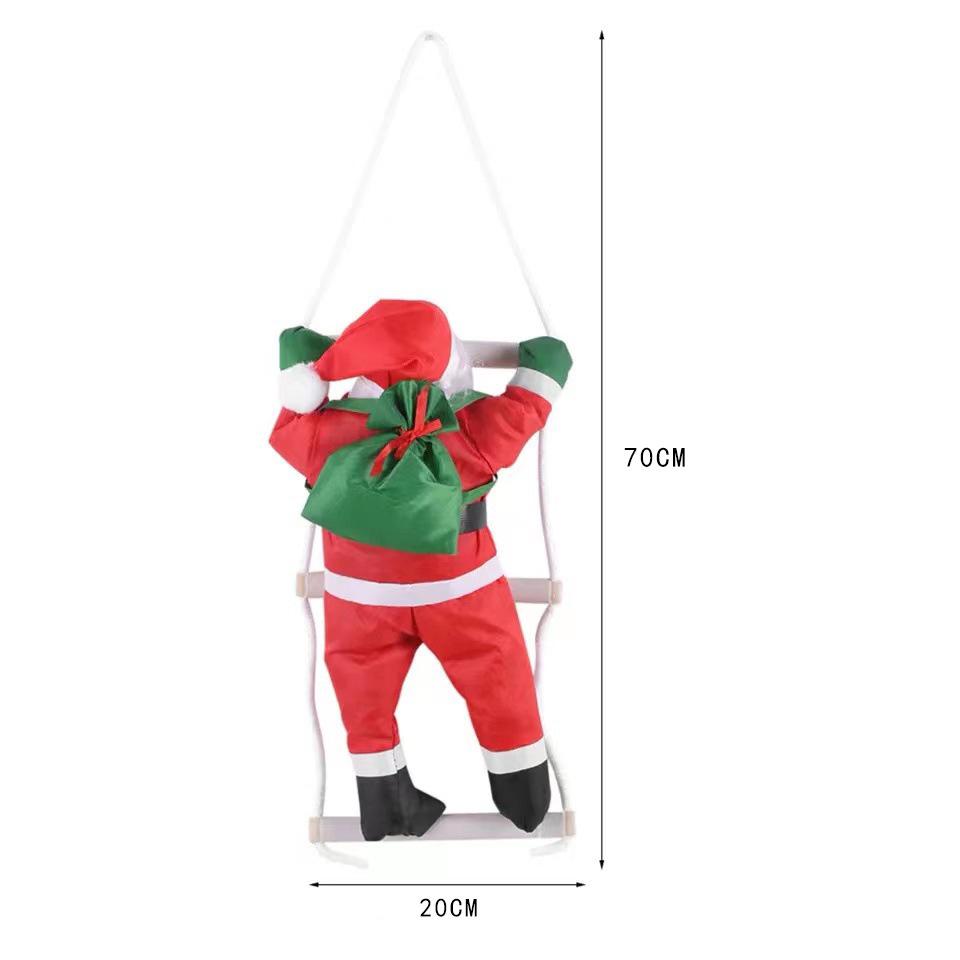 Santa Claus Climbing Ladder Ornament - Christmas Window Hanging Decoration