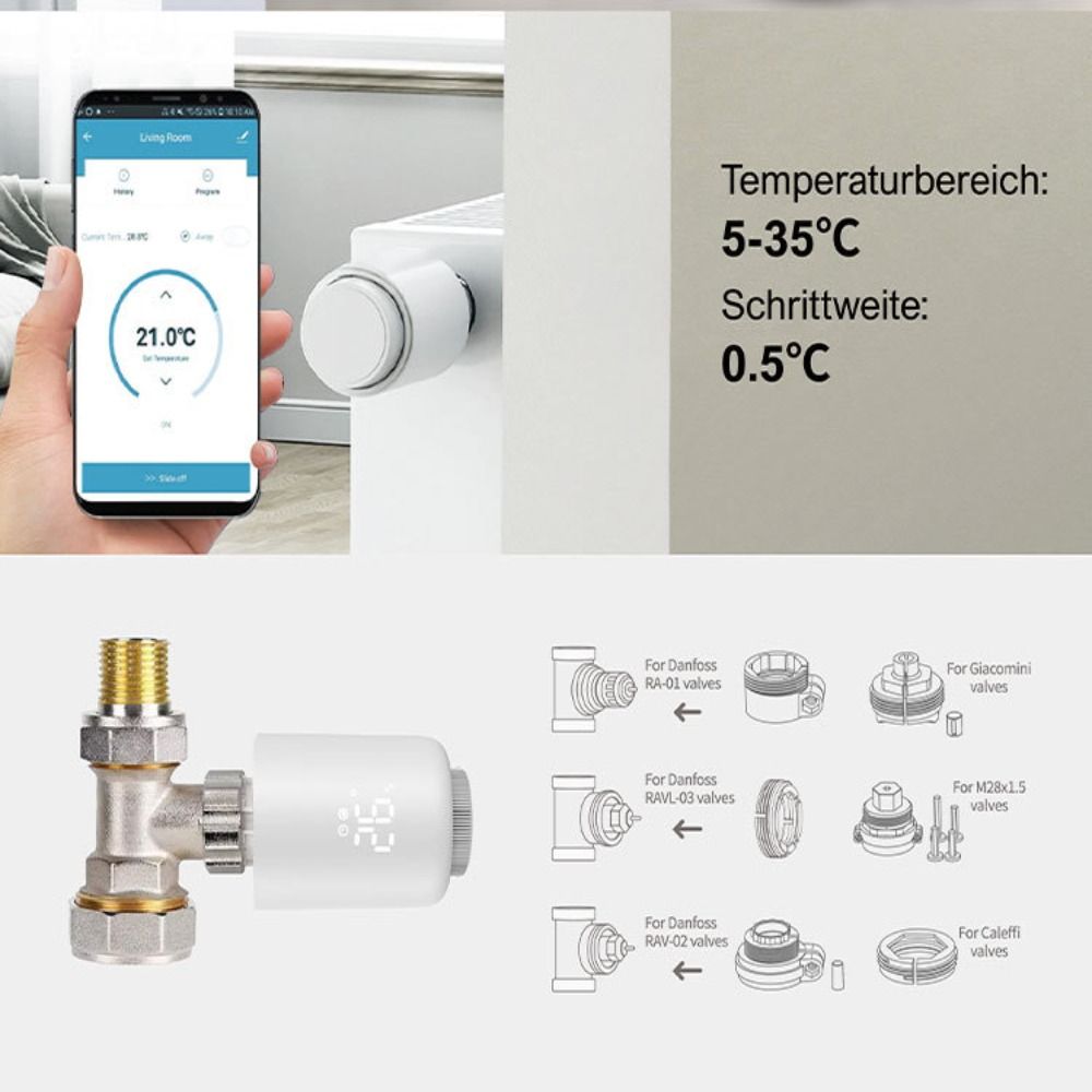 Customizable Schedule Thermostatic Radiator Valve Smart TRV Thermostatic Valve  Smart Home
