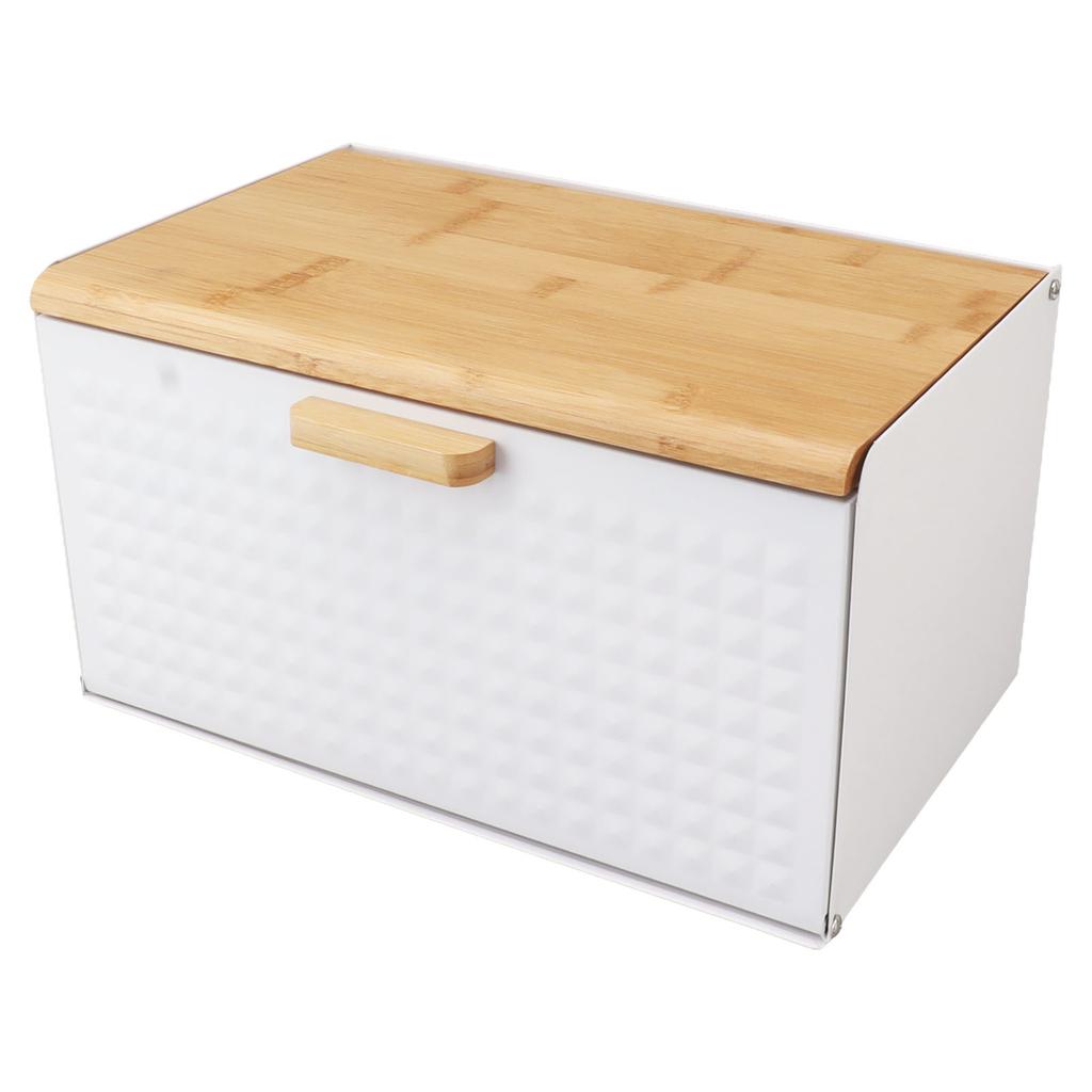 Wooden Bread Box Natural Vintage Heavy Duty Large Capacity Bread Storage Bin for Kitchen Countertop White
