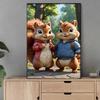 Diamond Mosaic Colorful Diamond Painting Two Squirrels Full Round Embroidery Cartoon Creative Hobbies Wall Decor