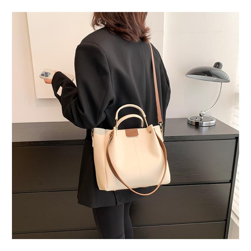 Damen Faux-Leder Eimer Tasche Neu Retro Minimalistisch Große Kapazität Reißverschluss Schulter Handtasche