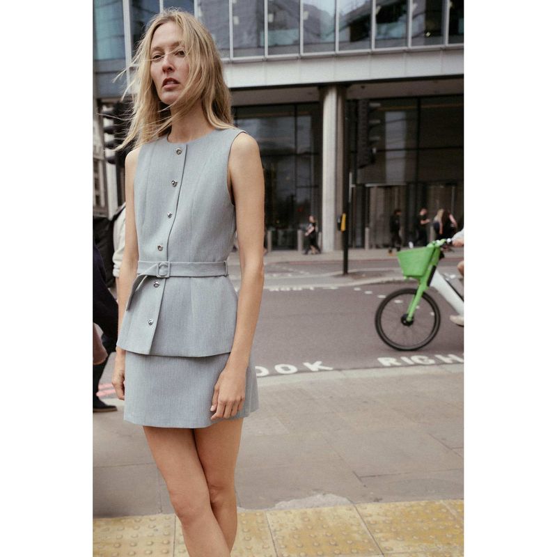 Zbzr Autumn New Women clothes Western Style With Belt Two-piece Set Effect Crepe Dress 8831543