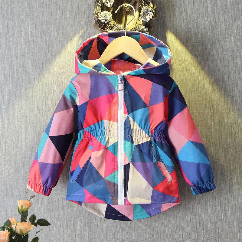 Girls' Spring/Autumn Design Hooded Jacket Small To Medium Sizes Cute Sporty Style Trench Coat