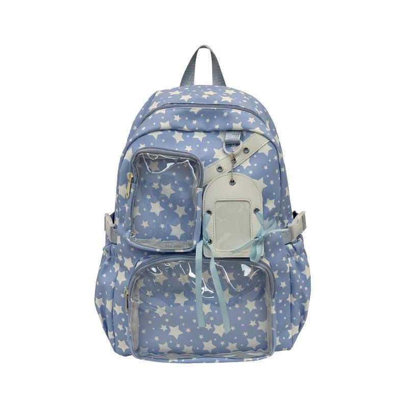 Schultasche Süß Niedlich Stern Schultasche Schüler Party Große Kapazität Transparent Schmerzbeutel Hoher Wert 2D Comic-Con Rucksack
